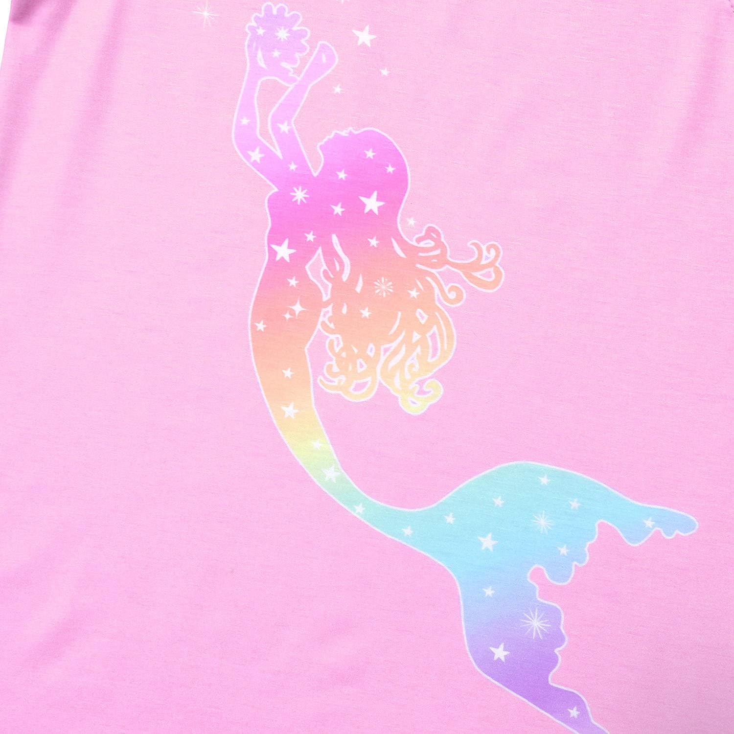 Jxstar 2-Pack Nightgown for Girls Flutter Sleeve Pajamas Cotton Sleepwear Night Dresses - Image 3