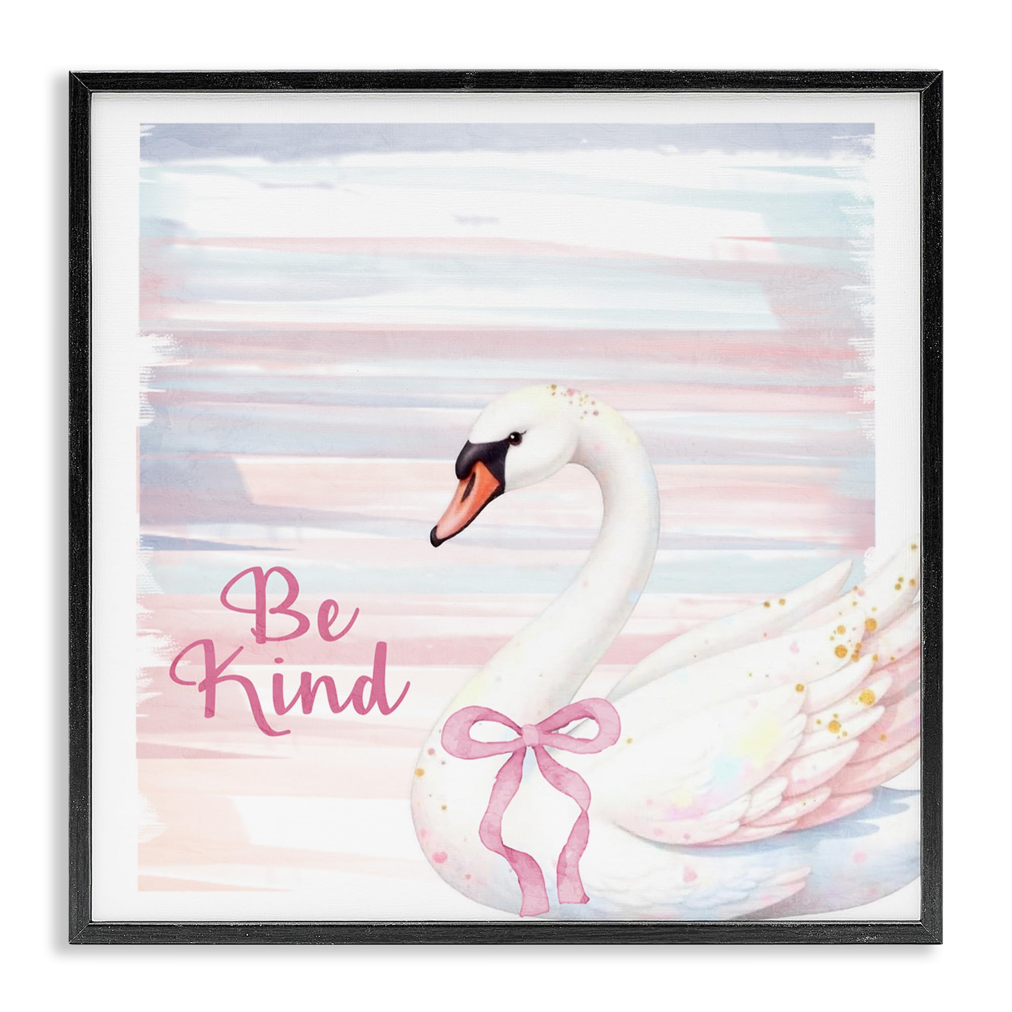 Stupell Industries Be Kind Pastel Swan Black Framed Giclee Art, design by Kim Allen, 12 x 12