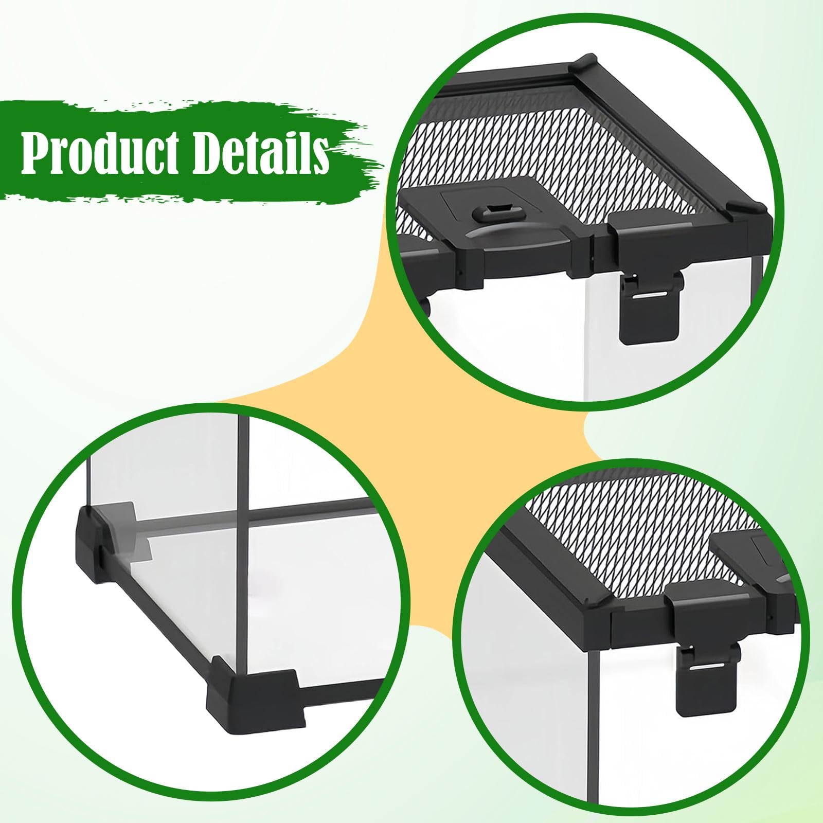 Generic Mini Terrario de Cristal para Reptiles, Terrario para Mascotas Trepadoras, Caja de Alimentación, Terrario de Cría para Serpientes, Geckos Y Arañas.