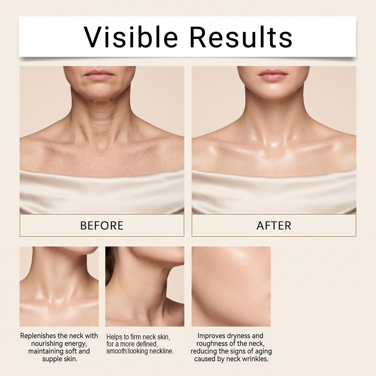 Crema reafirmante para el cuello Tri-Lift con péptidos: hidratante antiedad con péptidos para líneas de expresión y flacidez, cremas suaves para el cuello y el escote que reafirman y tonifican. (6pcs)