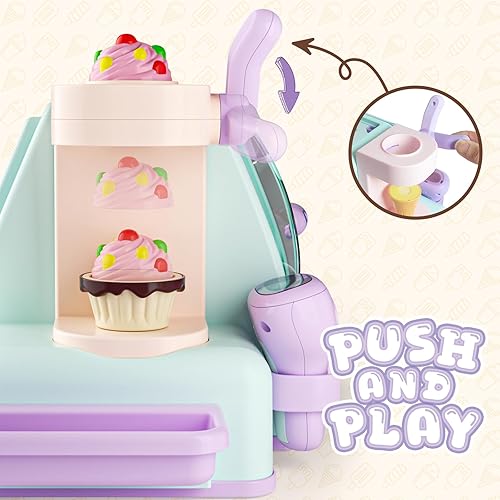 Miniatura 8 de Ice Cream Toys Kids Play Store Juguete de simulación para niños pequeños (verde y morado)