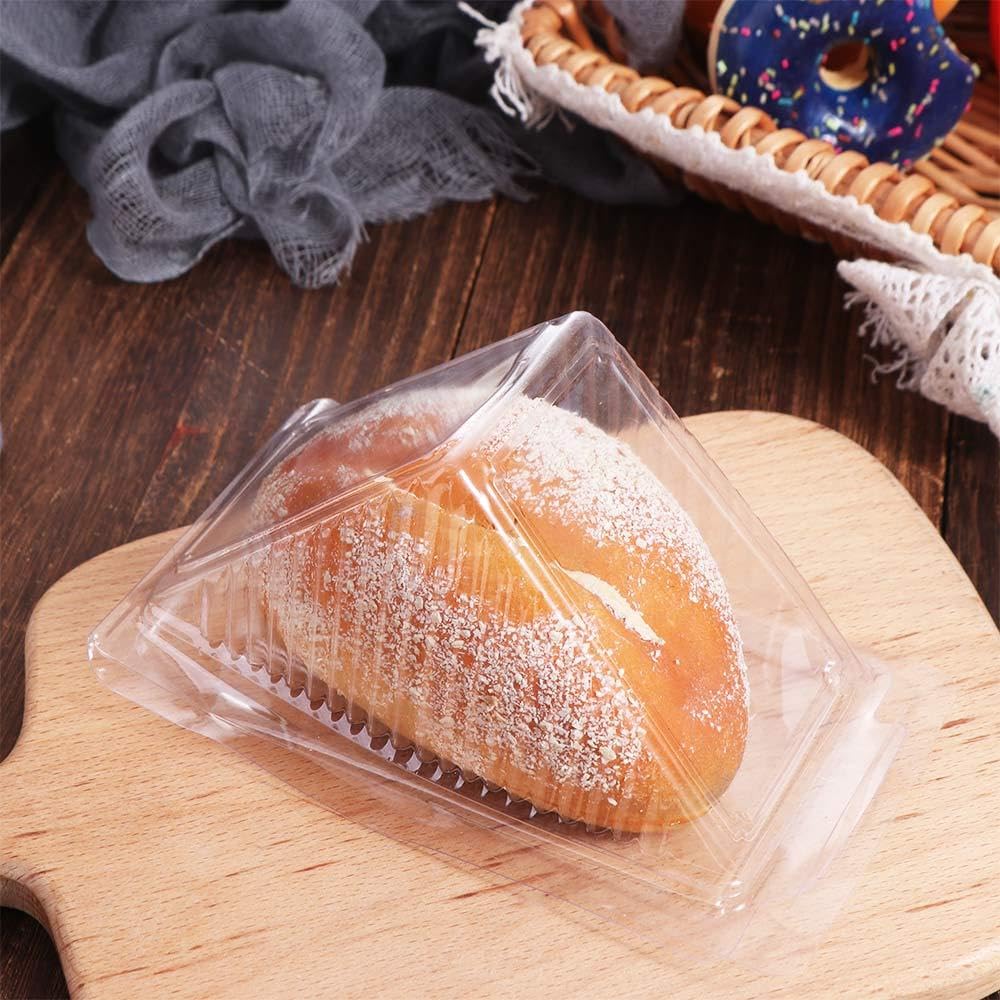 100 recipientes triangulares desechables para sándwiches, cajas de embalaje de sándwiches, recipientes triangulares de plástico para pasteles, postres y hamburguesas
