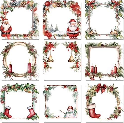 Miniatura 1 de 9 notas adhesivas de Navidad de 3 x 3 pulgadas, lindas almohadillas de notas de corona de Navidad, notas de notas de corona de Navidad de invierno