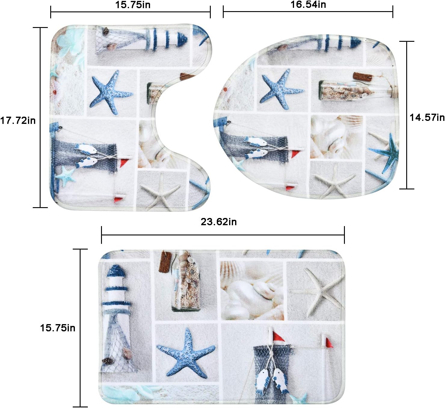 Claswcalor Nautical Shower Curtain Sets with Non-Slip Rugs, Toilet Lid Cover and Bath Mat, Marine Sail Curtain with 12 Hooks, Durable Waterproof Boat Beach Shower Curtain : Home & Kitchen