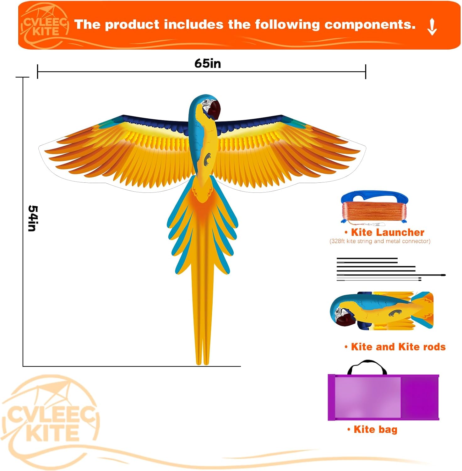 60" Large Bird Kite for Kids & Adults — Realistic Bird Design, Easy to Fly Beginner Kite with Handle & Line, Perfect for Beach Park Backyard Outdoor Fun
