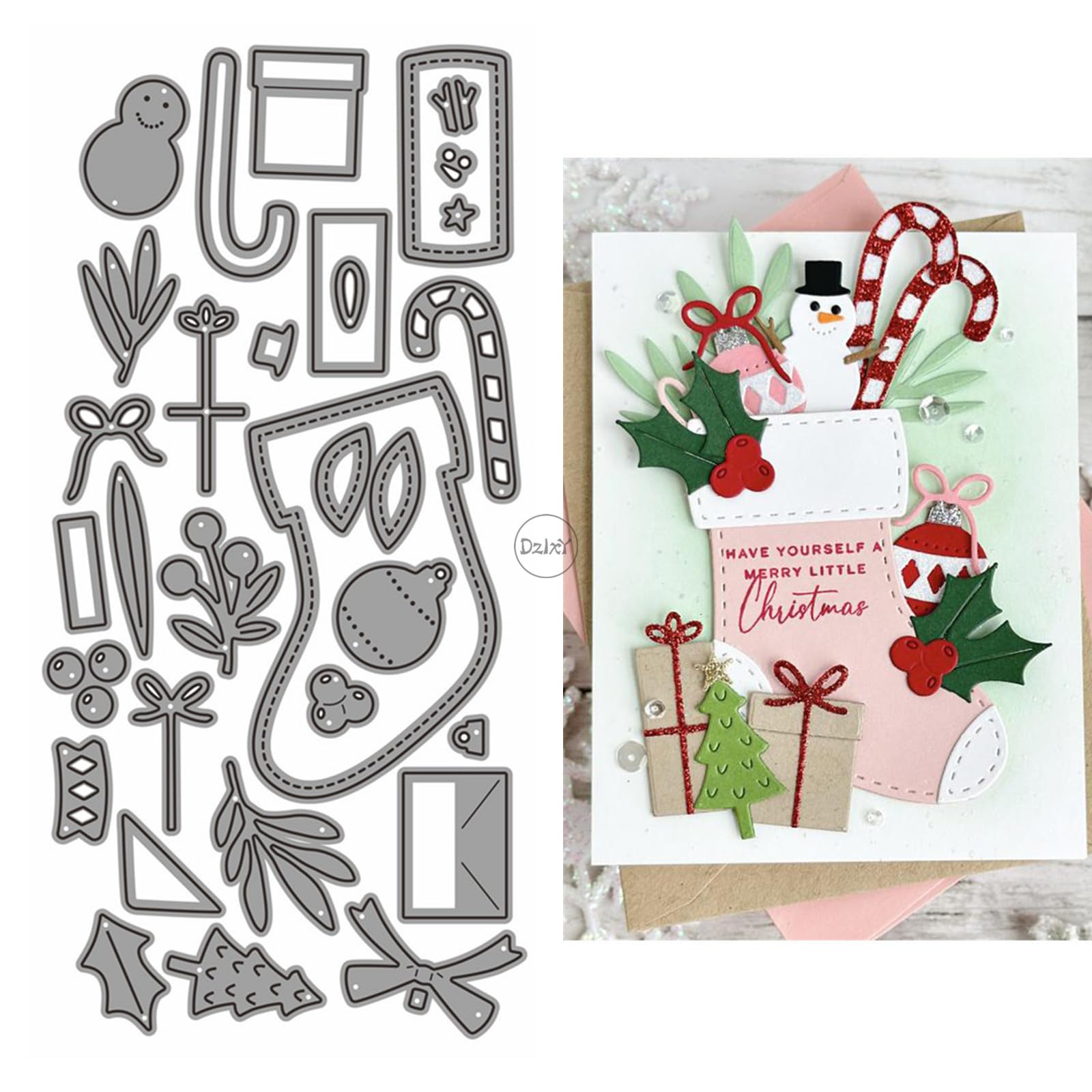 DzIxY Christmas Socks Snowman Metal Cutting Dies for Card Making Kit Embossing Paper Die Cuts Set Scrapbook Stencils Supplies Machine Templates