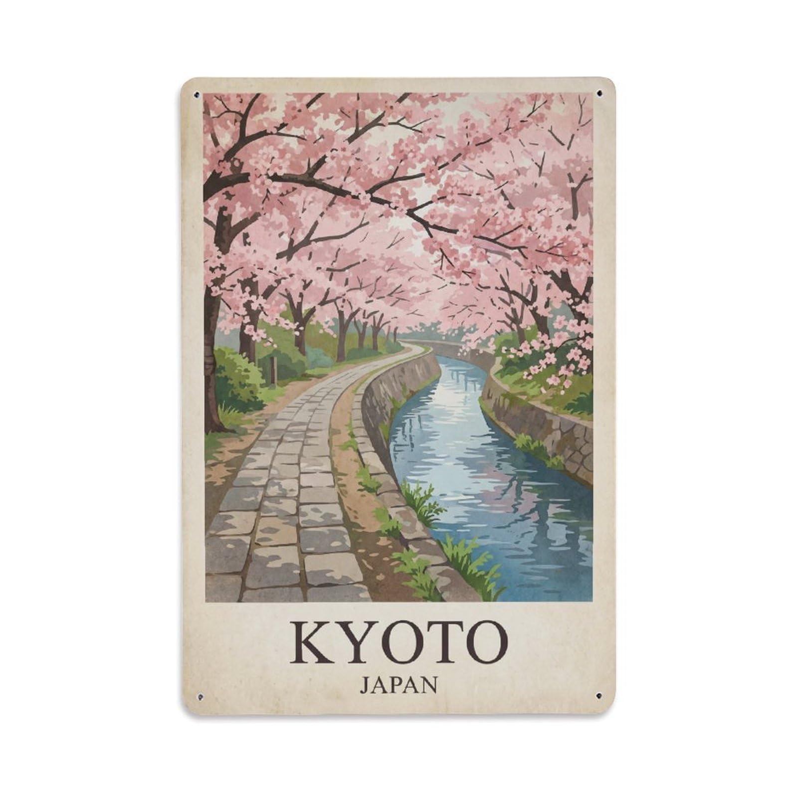 Gead 8X12inch Style Vintage Travel Kyoto Japan Philosopher Metal Tin Sign