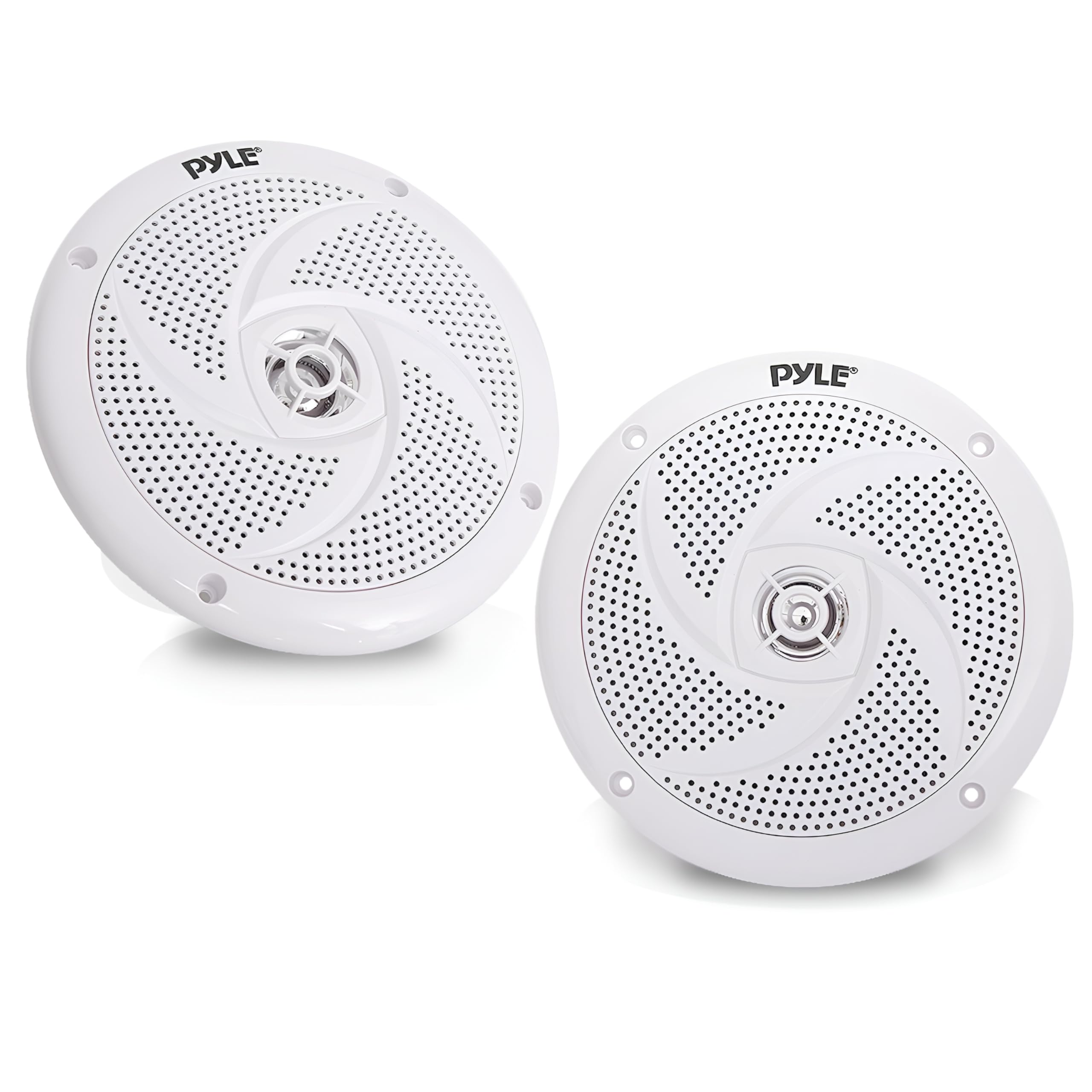Pyle Marine Speakers - 6.5 Inch 2 Way Waterproof And Weather Resistant Outdoor Audio Stereo Sound System With 240 Watt Power And Low Profile Slim Style - 1 Pair - Plmrs6W (White)