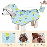 Vista 4 de SlowTon Chubasquero para perros, chaqueta de lluvia ajustable para perros con capucha transparente de doble capa, poncho impermeable con tiras