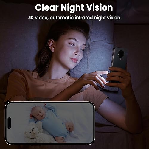 Miniatura 3 de Cámara espía oculta 4K QHD, mini cámara WiFi con grabación en tiempo real, movimiento AI y detección humana, almacenamiento en la nube y SD, visión