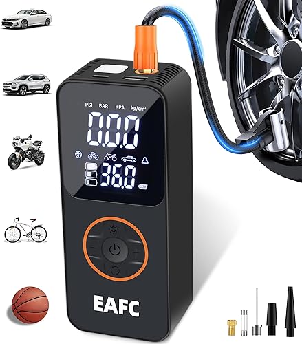 Miniatura 1 de Bomba de neumáticos, bomba inalámbrica multifunción eléctrica EAFC con carga USB, inflado rápido, adecuada para coches, bicicletas, pelotas de