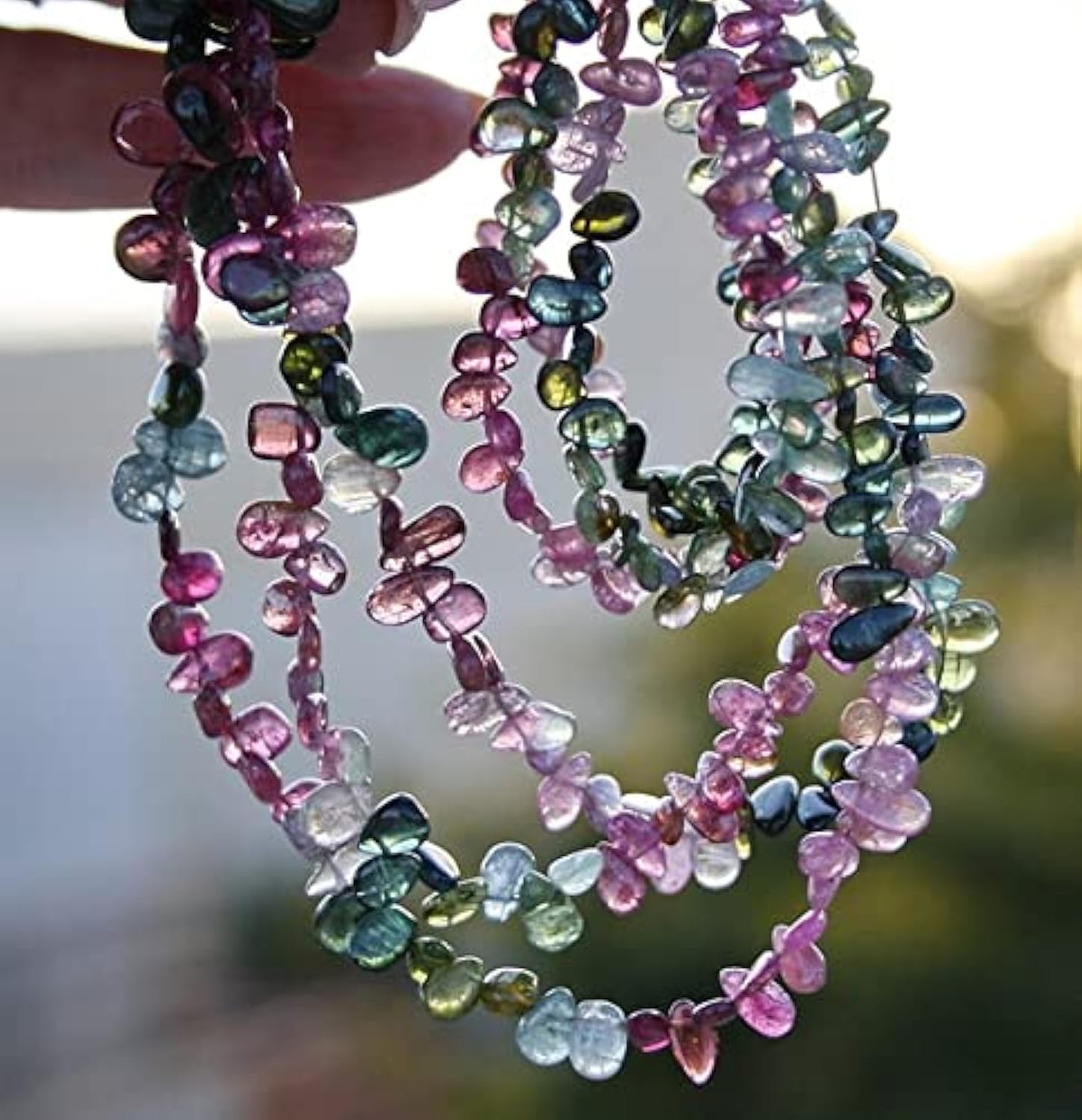 Perles briolettes tourmaline pastèque pour sublimer vos bijoux d'été faits main
