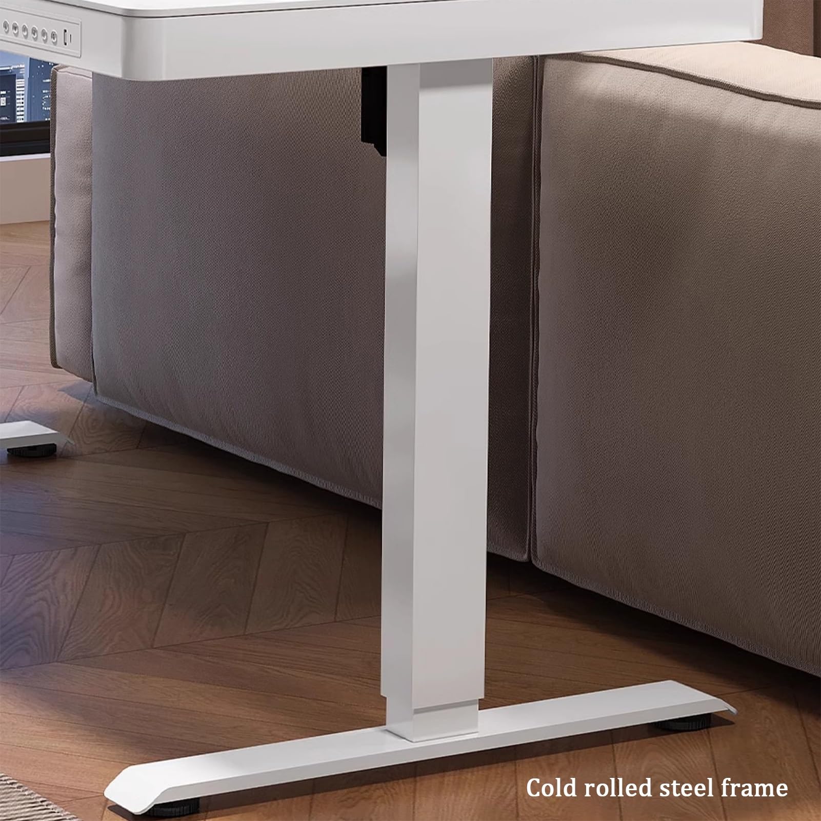 Scrivania Regolabile In Altezza, Scrivania Per Lavorare In Piedi Con Piano In Vetro Temperato, Scrivania Per Computer Con Gestione Dei Cavi, Scrivania Regolabile Per Ufficio D.White-100x60cm/39.3x23.