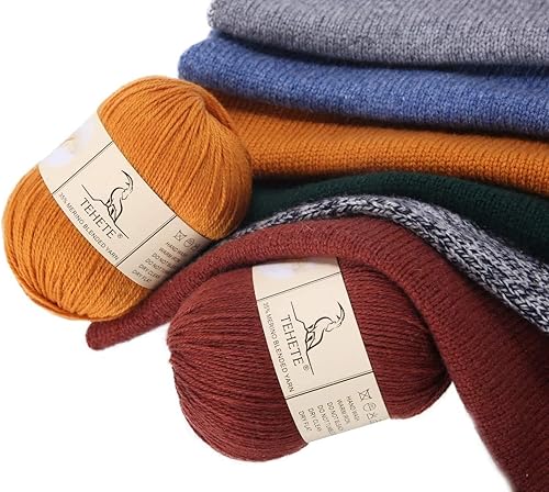 Miniatura 7 de TEHETE - Ovillo de lana merino suave para tejer, hilo suave de ganchillo de 3 hebras