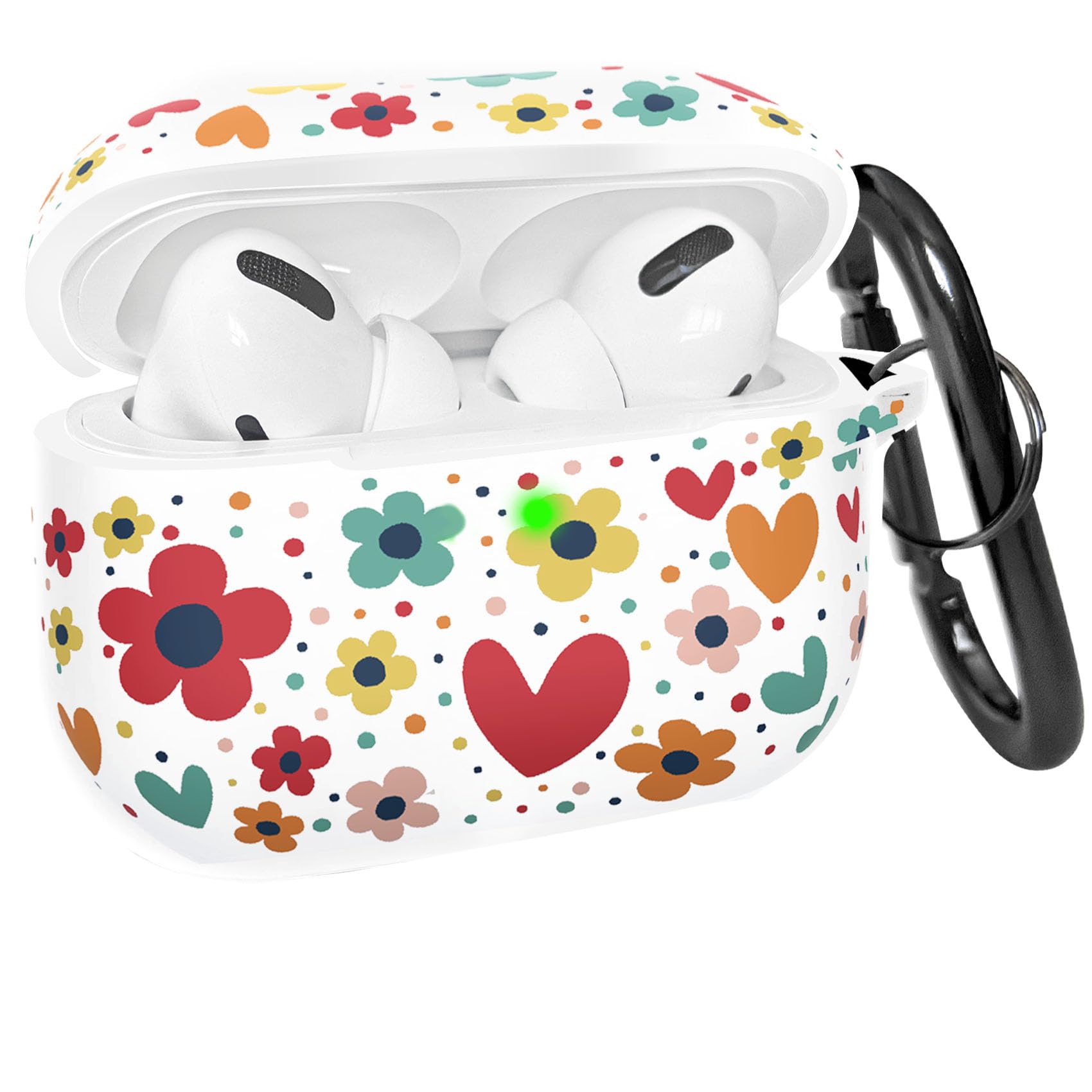 AGAOSH Airpods Pro 2 Case Cover,Cute Colorful Flower Print Soft Silicone Skin Cover Protective with Keychain Accessories for New Apple Airpods Pro Gen