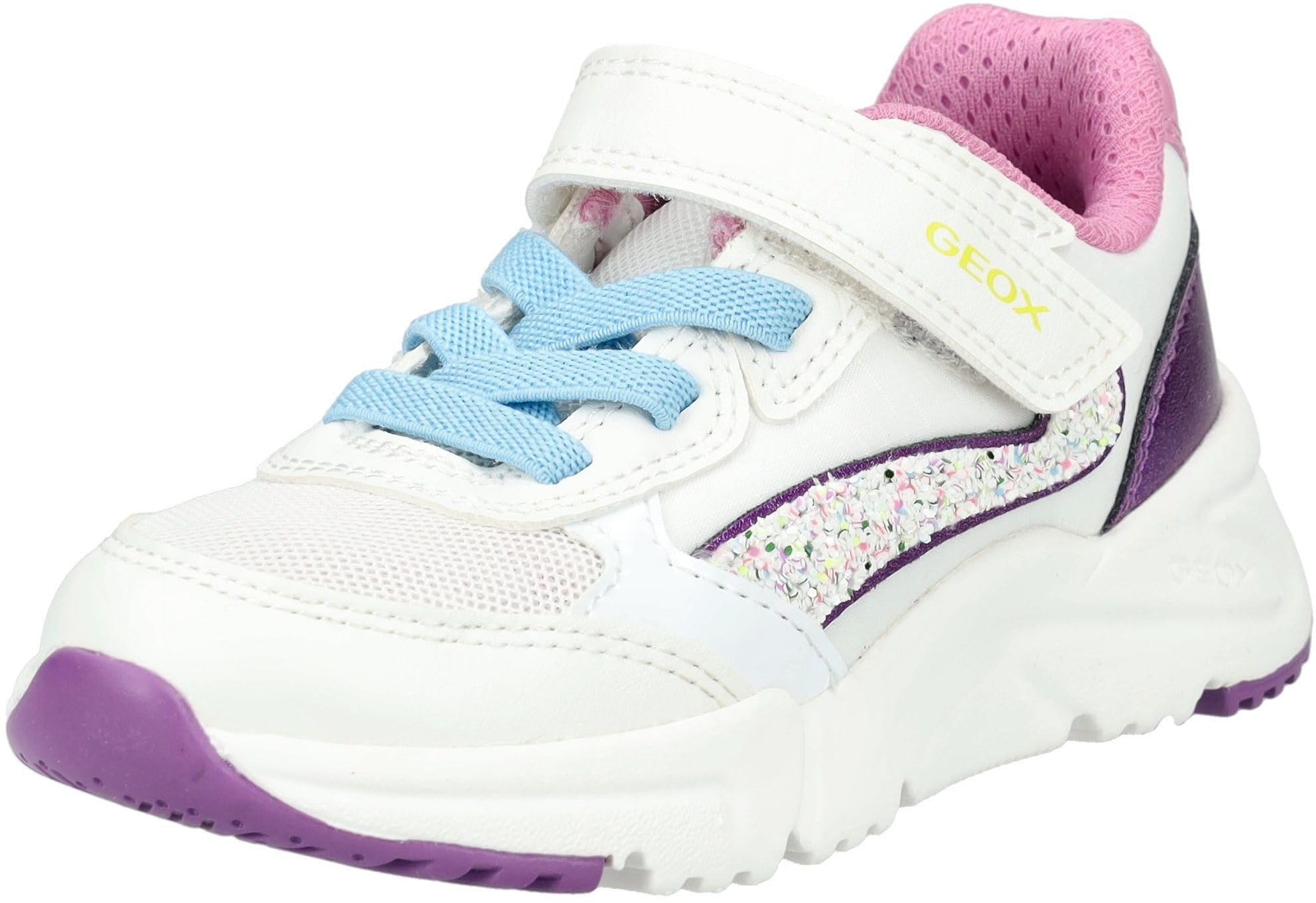 Geox J Loftus Girl A Trainers, White/DK Purple, 34 EU