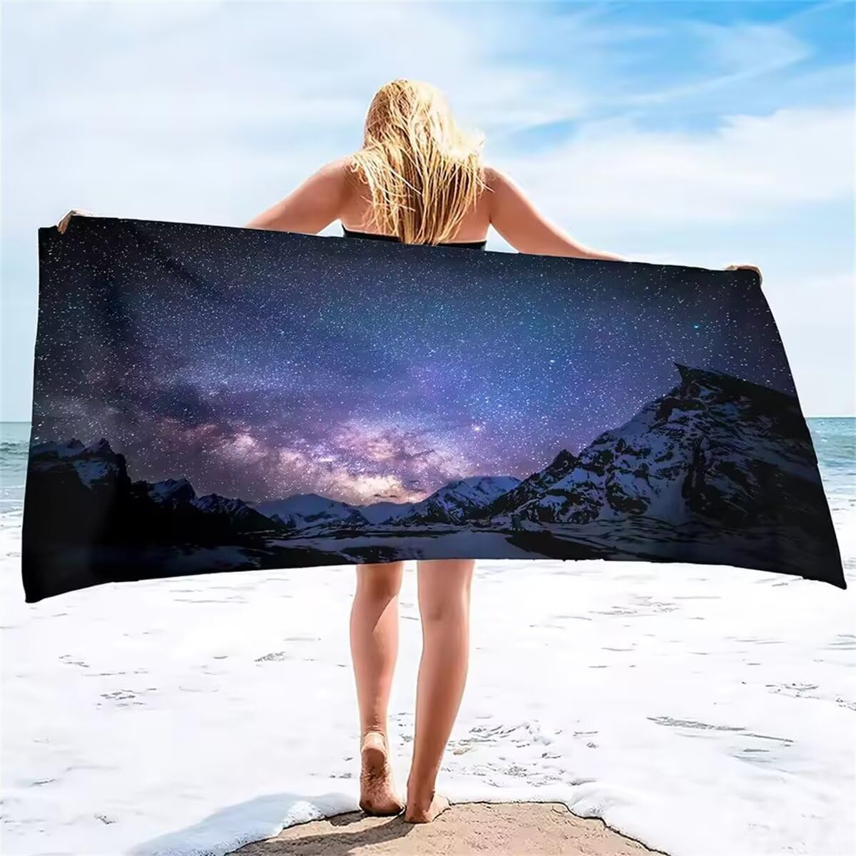 Microfiber Beach Towel Oversized Colorful Nebula 29.52x59.05 inch Soft Lightweight Quick Dry Bath Towels, Extra Large Sand Free Blanket for Kid Adult, Pool Swim Essential Accessories Hu04345