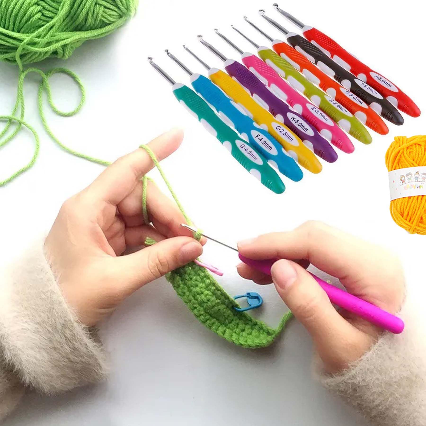 Allazone Kit all'uncinetto per principianti e adulti, kit all'uncinetto per bambini e adulti, 131 pezzi, kit professionale per lavorare a maglia all'uncinetto, kit per lavoro a maglia con aghi e