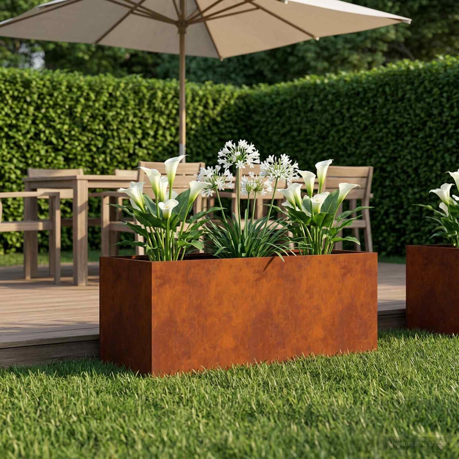 vidaXL Macetero de Jardín Oxidado 80 x 40 x 40 cm Acero Oxidado, Maceta Moderna para jardín y terraza, Rectangular, Resistente al Clima, Ideal para Flores y Plantas