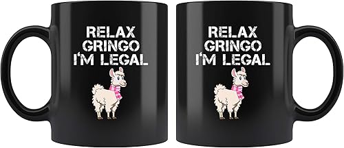 Miniatura 2 de Llama Mama Relax Gringo Im Legal Alpaca Perú Bufanda Rosa  Taza negra de 11 oz Fa La Llama Queen Alpaca Idea de regalo
