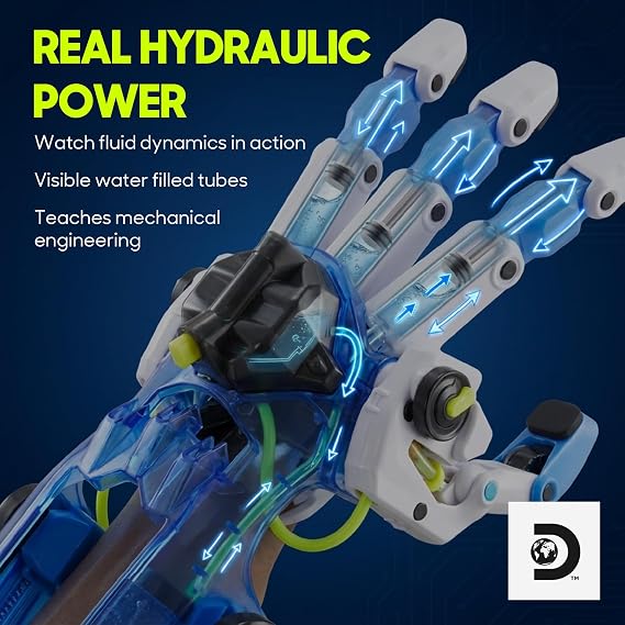 Discovery DIY Bionic Robot Hand Kit, 87 Pcs, STEM Kids & Teens | Build Your Own Hydraulic Cyborg Hand, 87-Piece Robotics Construction Kit, Fun STEM Science Gift for Kids & Teens
