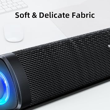Uakinat Computer Speakers, USB Powered 3.5mm AUX Small PC Speakers, Colorful LED Lights with Key Buttons, Surround Sound Portable Computer Sound Bar for Desktop Laptop