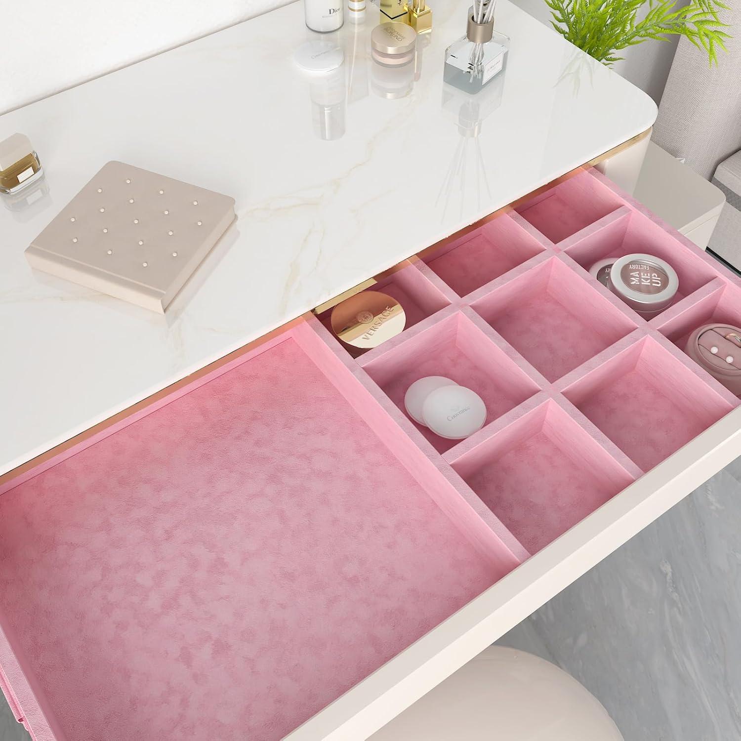 Self Adhesive Velvet Flocking Liner for Jewelry Box Drawer Art Crafts Coral Pink Felt Drawer Liner 15.7"x160" Soft Felt Sheet Peel and Stick Velvet Fabric Wallpaper for Girls Bedroom Cabinet