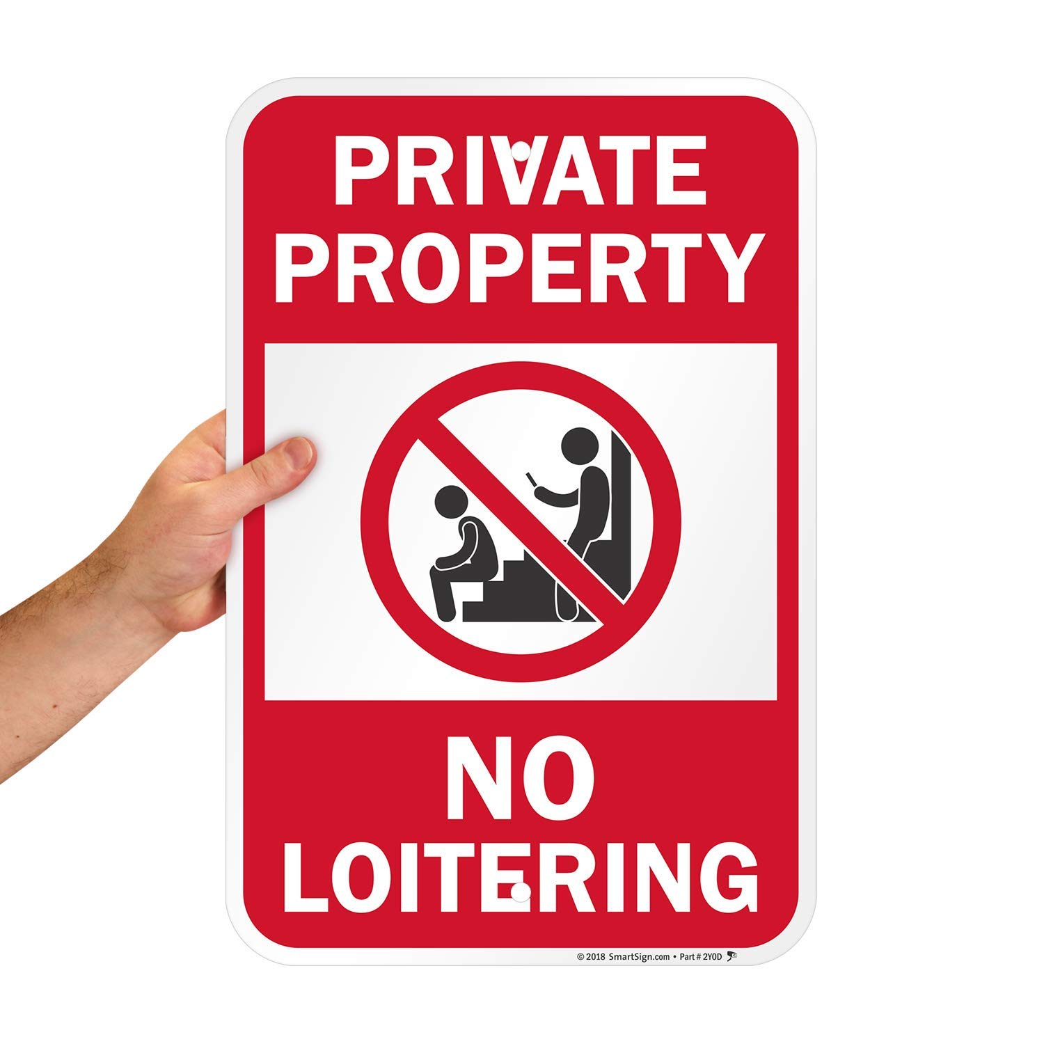 SmartSign "Private Property - No Loitering" Sign | 12" x 18" Aluminum