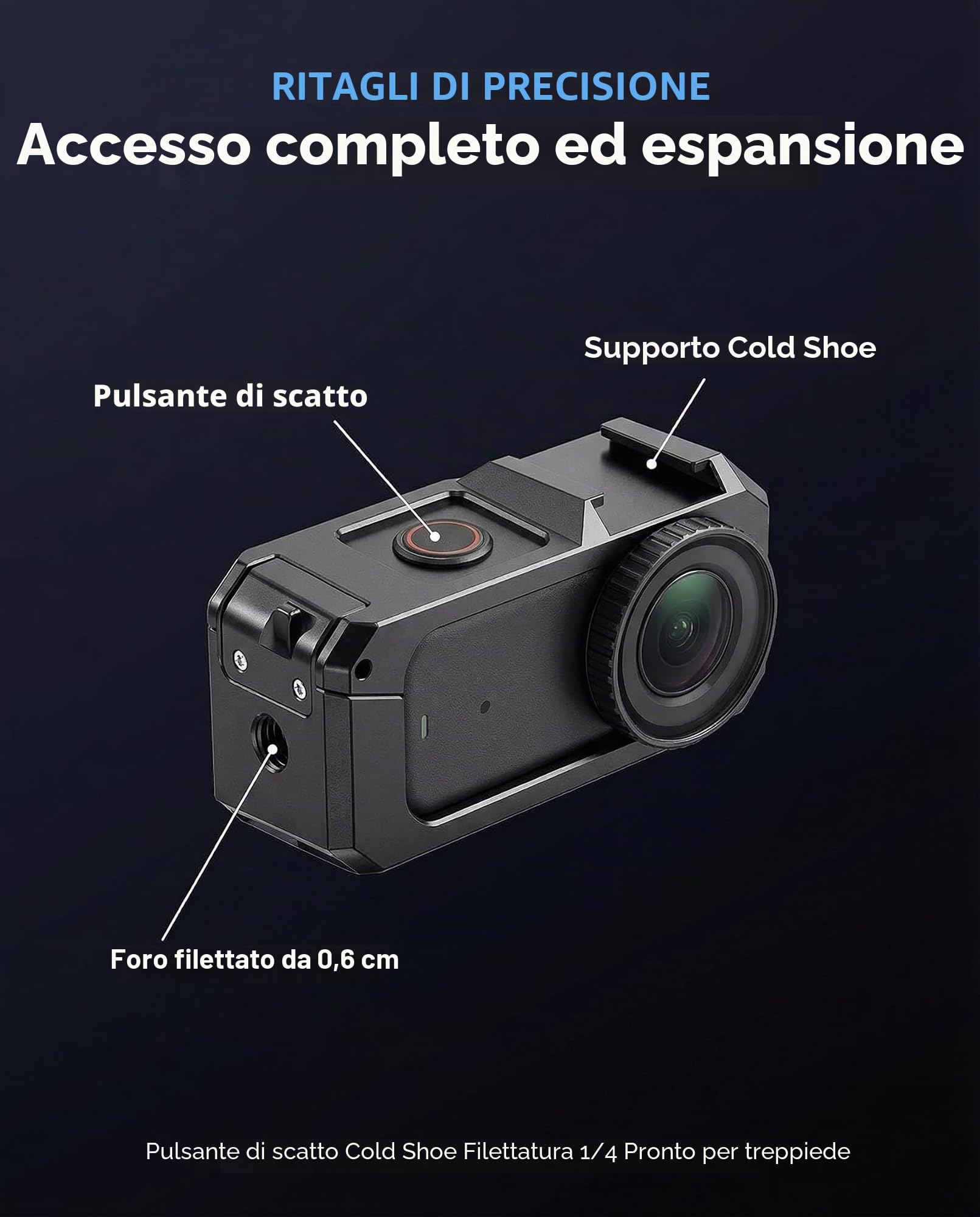 iDaPro Custodia protettiva in alluminio a gabbia per conigli, per fotocamera sportiva DJI Osmo Nano, lunetta protettiva, accessori di espansione multifunzione a sgancio rapido per Osmo Nano