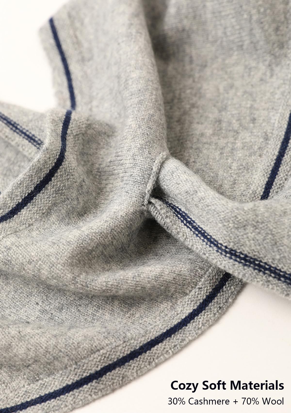 Klein Diamant Schal Halstuch 30% Kaschmir & 70% Wolle, Weiche Warme Gestrickt Halskreuz Dreieckstuch für Damen Mädchen, Frühling Herbst Vielseitiges Strickschal Kurz Kragenschals Neckwarmer Grey