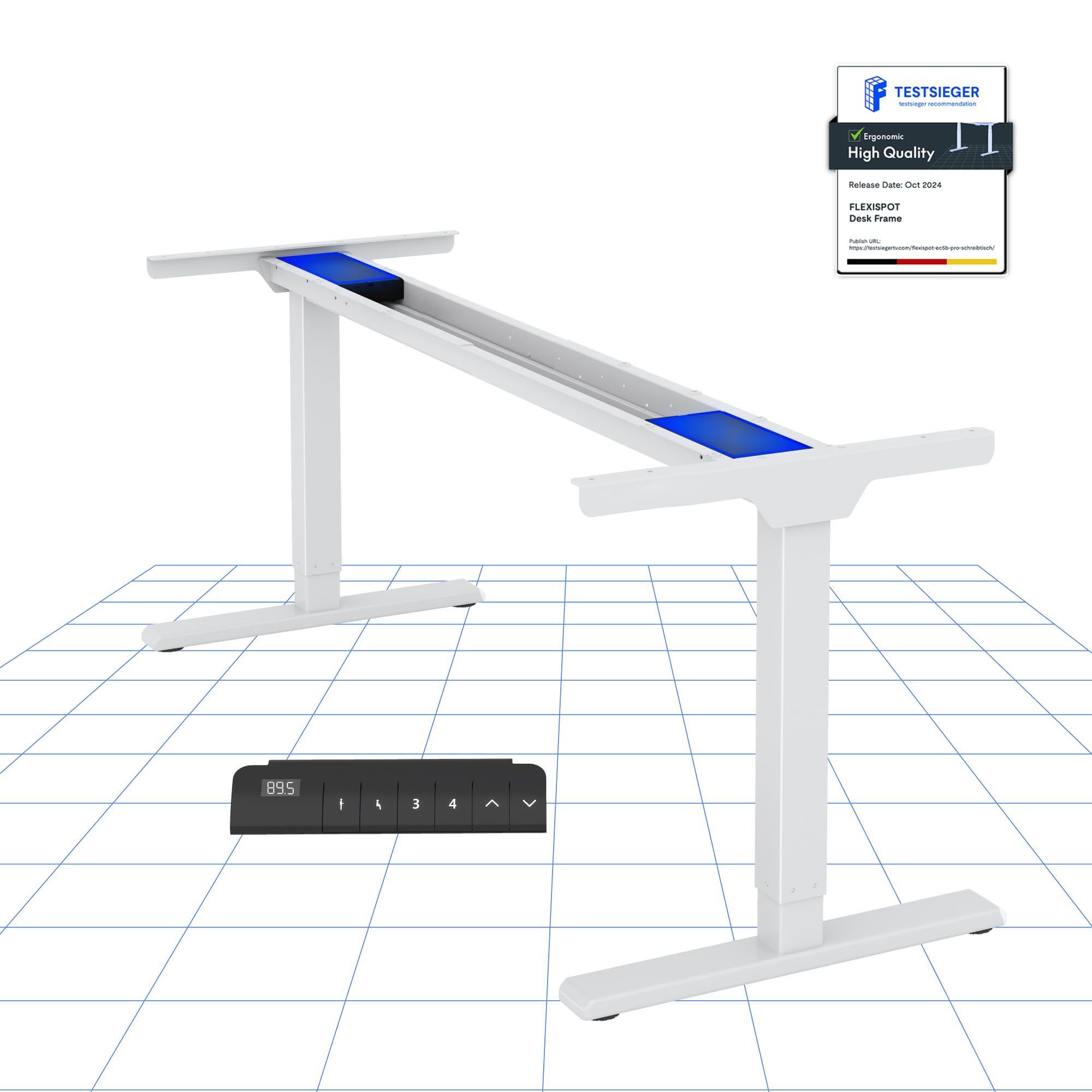 FLEXISPOT Basic Bureau Assis Debout, Cadre de Bureau Assis Debout avec 4 Mémoire & Système Anticollision, Cadre Acier 2 Niveaux, avec Accessoires Pratiques, Idéal Bureau & Télétravail, Gris