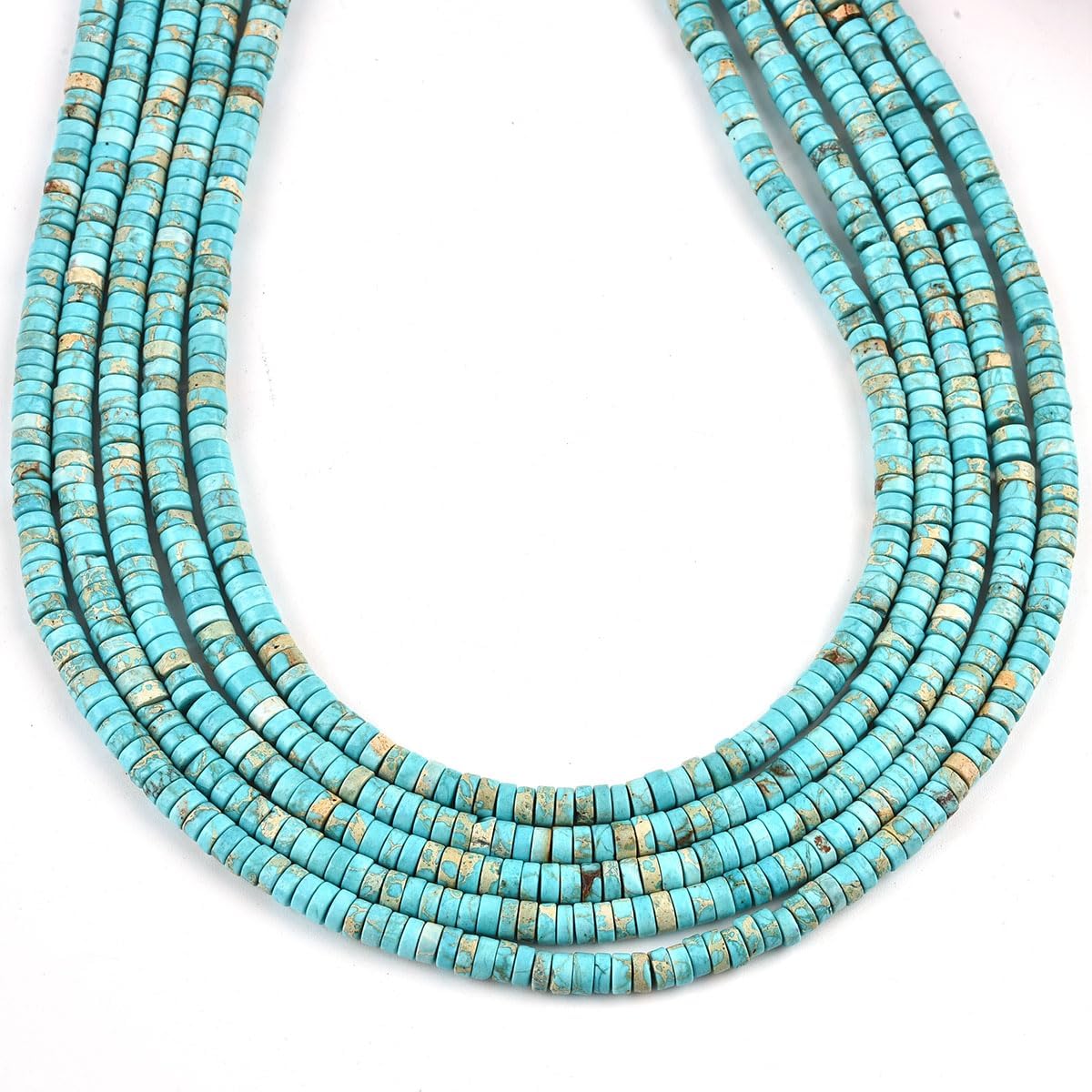 190pcs 4x2mm Blue Natural Sea Sediment Imperial Jasper Heishi Disc Rondelle Spacer Stone Semi Precious Gemstone Loose Beads for Jewelry Making 15 Inch - Image 2