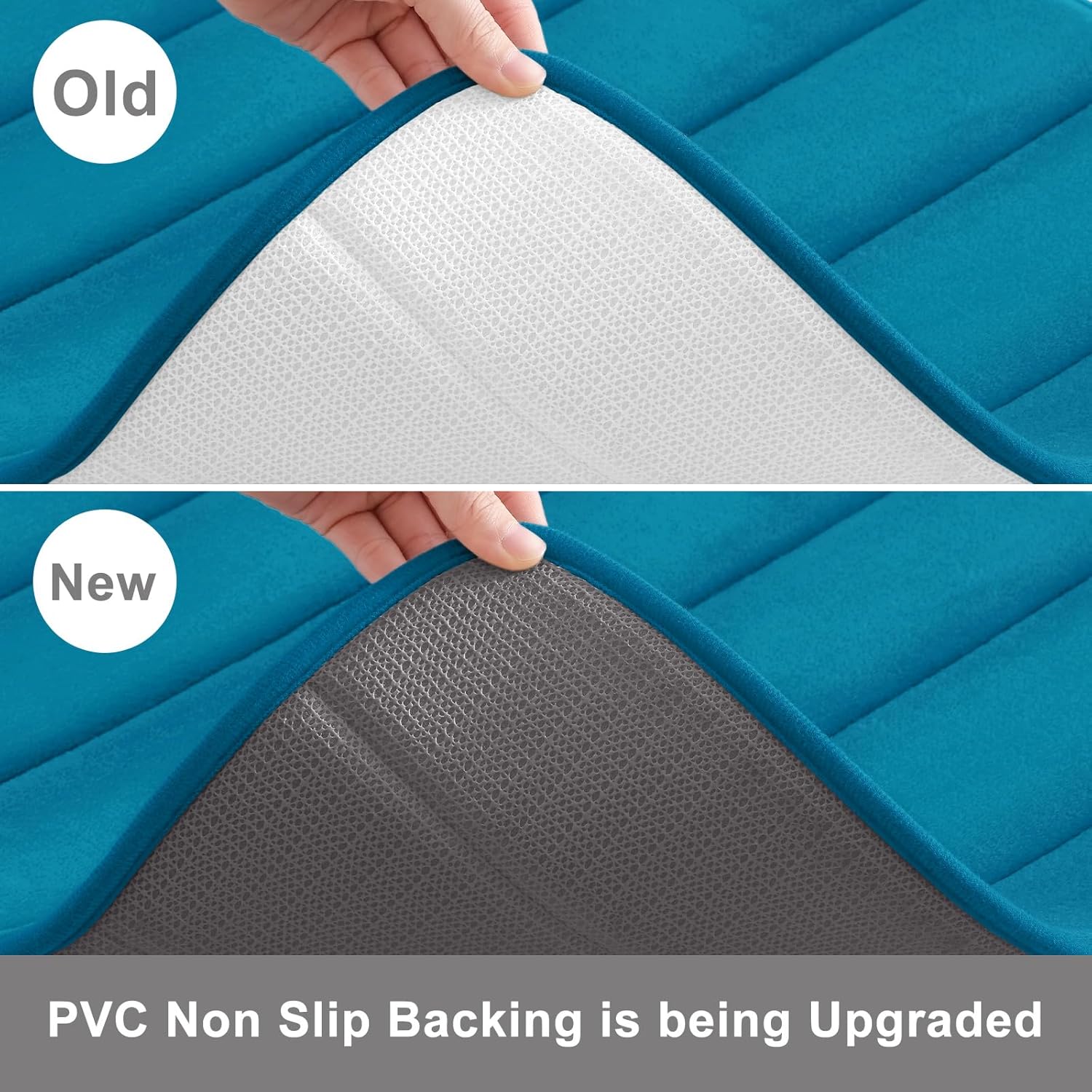 Buganda Memory Foam Bath Mat, 24" x 16", Ultra Soft and Non-Slip Bathroom Rugs, Water Absorbent and Machine Washable Bath Rug for Bathroom, Shower, and Tub, Peacock Blue - Image 4