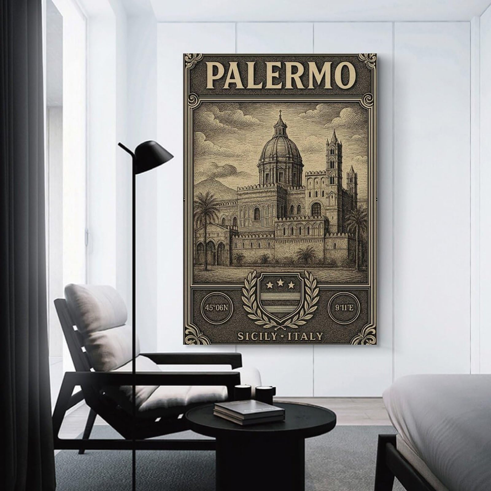 Junmoney Palermo Sicily Italy Vintage Travel Wall Picture Print 20x30inch(50x75cm), for Corridors, Hallways Or Apartment Entries, Wall Decor to Refresh Empty Corners
