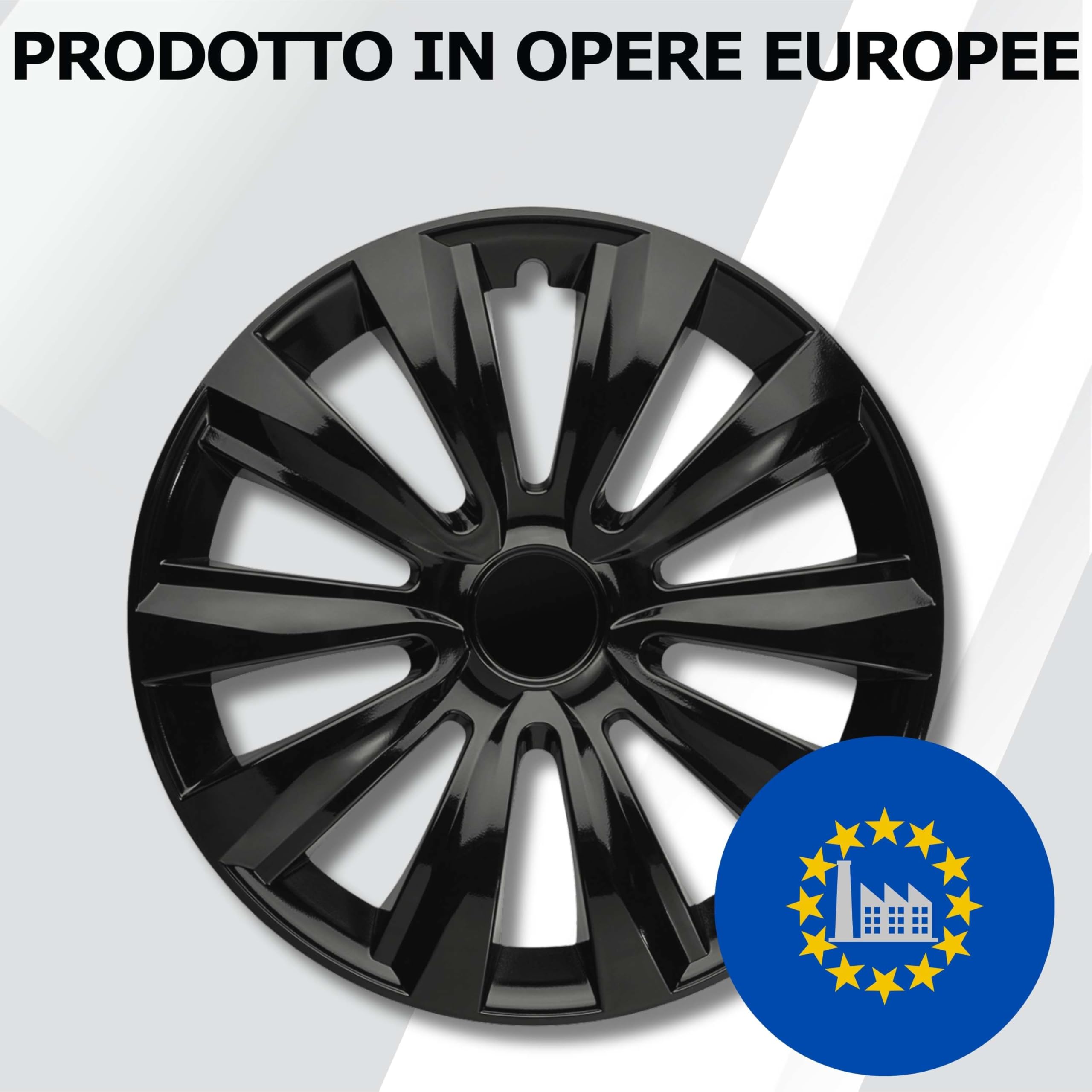 Copricerchi 15 Pollici Neri Set da 4 Deltanos per Cerchi in Acciaio