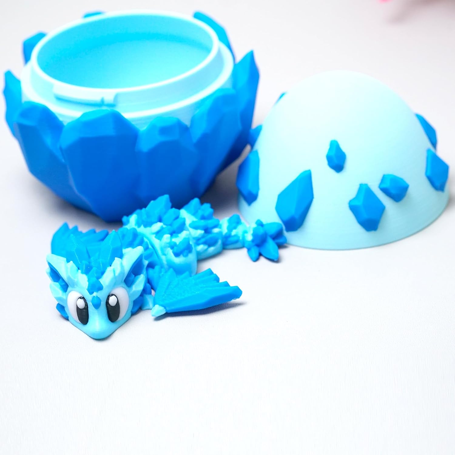 Colourful 3D Printed Dragon Egg,Little Dragon Inside Egg,Flexible Realistic Articulated Animal Fidget Toys,Mystery Figurines Gifts,Executive Desk Décor and Festival Collectible (Diamond) image 4