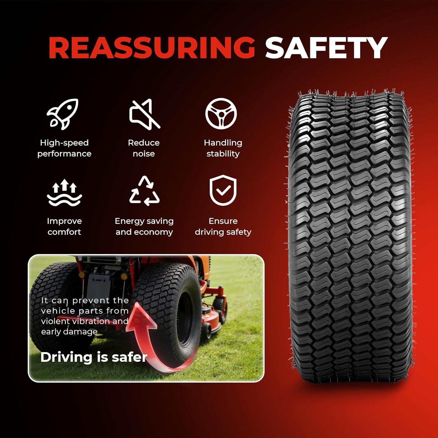 20x10.00-8 Lawn Mower Tire 1 Pcs, 20x10x8 Heavy Duty Turf Saver Tire for Lawnmower Garden Tractor Golf Cart, 2PR Tubeless