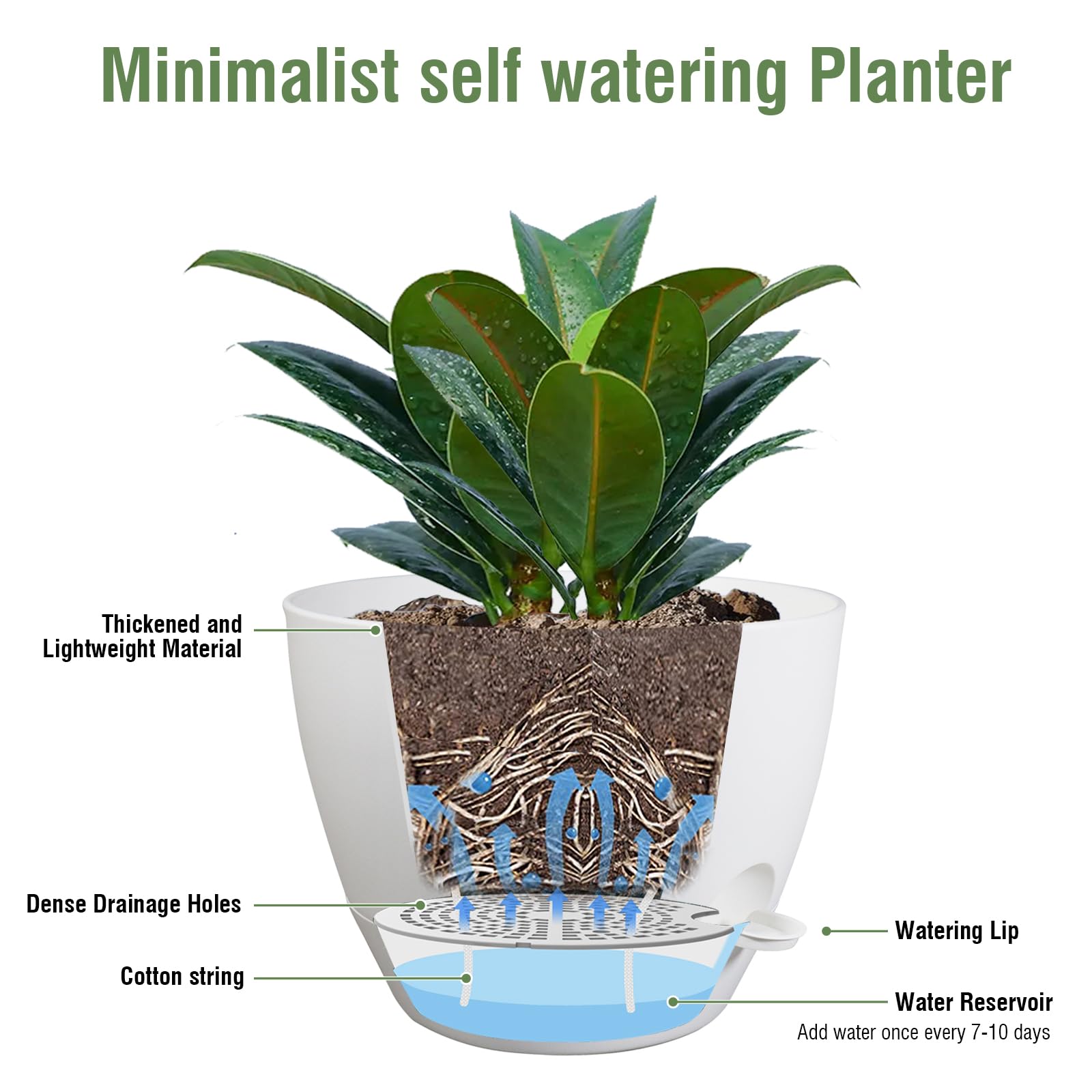Snapklik.com : Meowell 12 Inch Large Self Watering Pots For Indoor ...