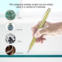 Vista 3 de Paquete de 2 escribas de carburo de tungsteno con imán, con 12 puntas de marcado de repuesto adicionales y regla de 6 pulgadas, bolígrafo de grabado
