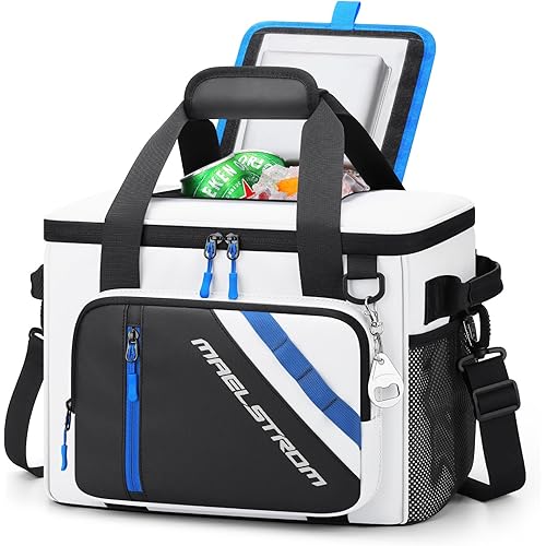 Maelstrom Cooler Bag, 30 Cans Beach Cooler, Large Leakproof Insulated Soft Cooler with Bottle Opener, Ice Chest, Portable Collapsible Cooler for Travel, Camping, Shopping