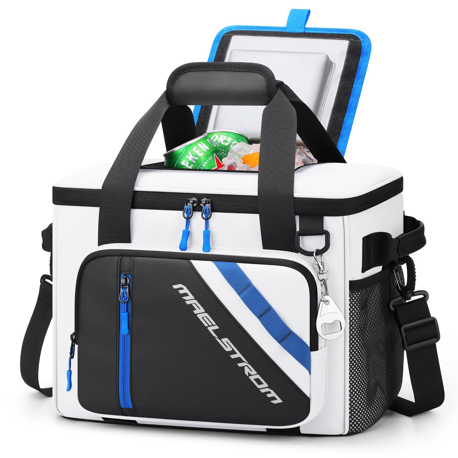 Maelstrom Cooler Bag, 30 Cans Beach Cooler, Large Leakproof Insulated Soft Cooler with Bottle Opener, Ice Chest, Portable Collapsible Cooler for Travel, Camping, Shopping