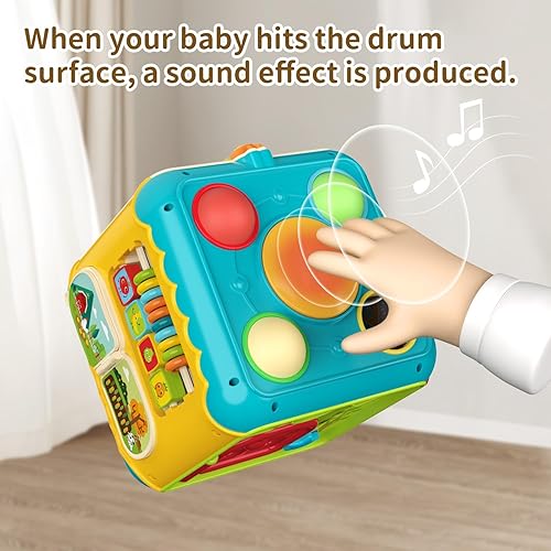 Miniatura 5 de qesfir Cubo de actividades para niños pequeños de 1 a 3 años, 7 en 1, juguetes sensoriales Montessori, cubo de actividades para estudiantes