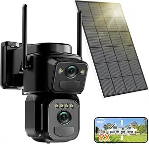 Solar Camera Security Outdoor, 2K Dual Cameras for Home Security, black asin的图片