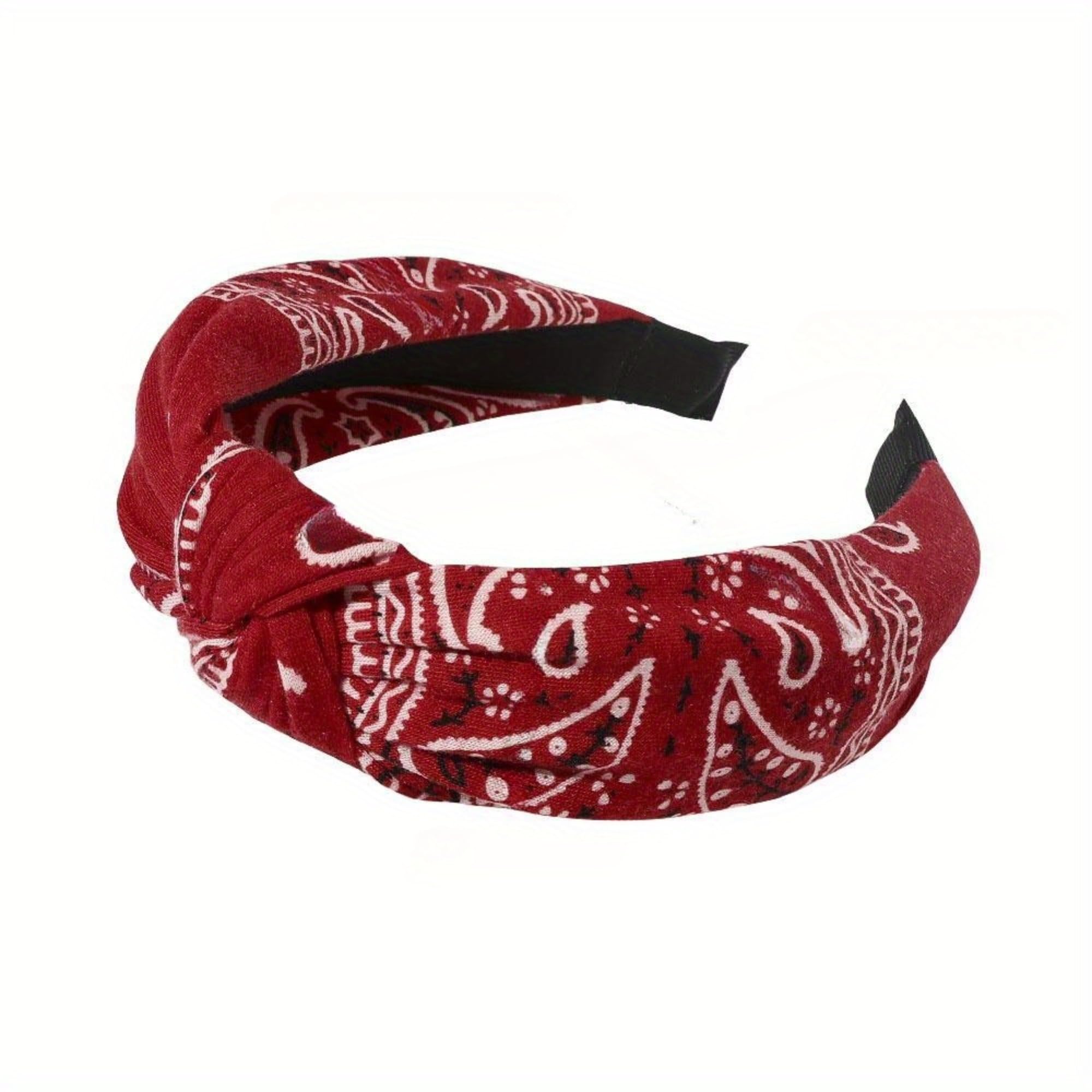 Wide Cloth Bow Headband with Leaf Pattern, Decorative Hair Hoop for Casual Outfits, Parties and Everyday Styling