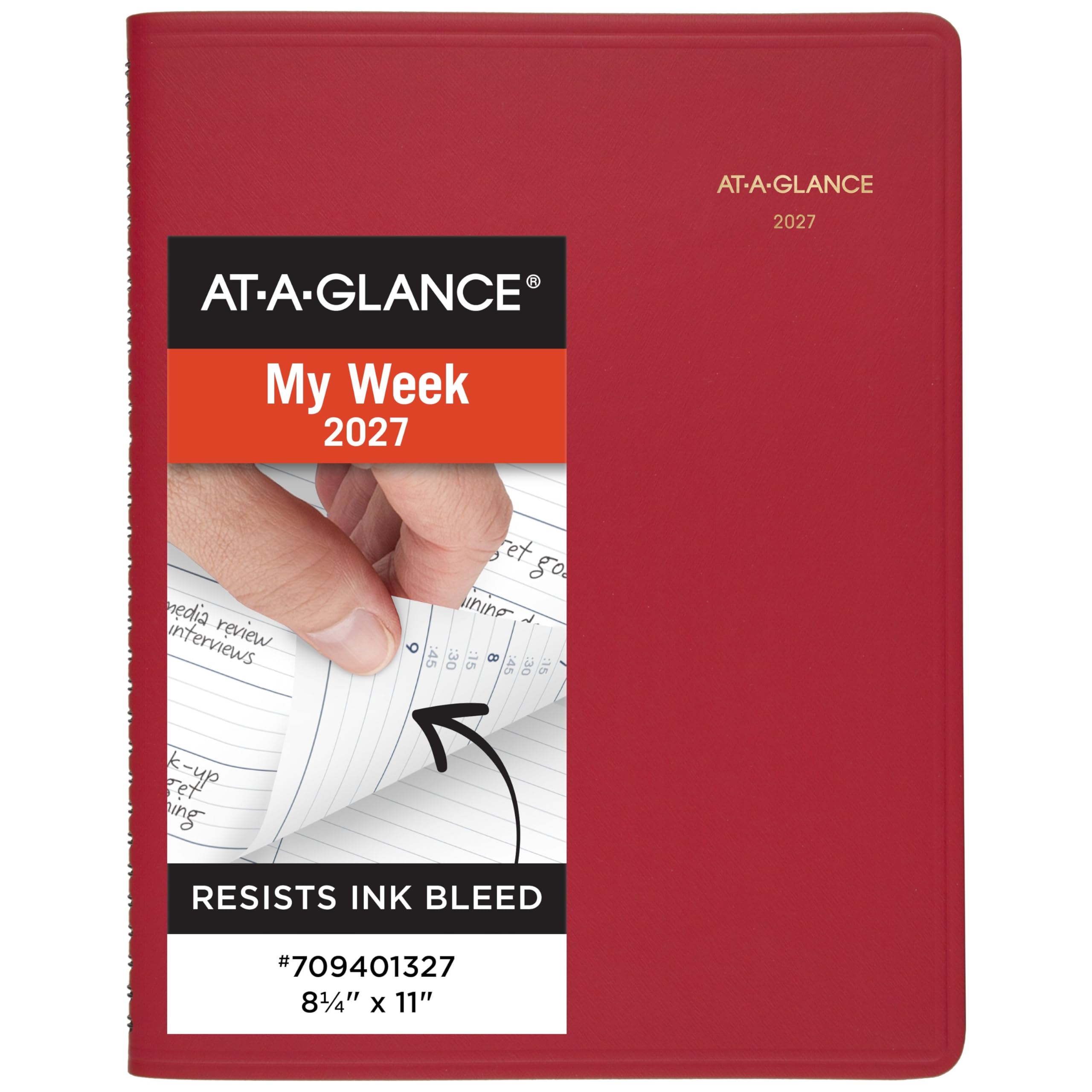 AT-A-GLANCE 2027 Appointment Book Planner, Weekly, 8.25" x 11", Red (709401327)