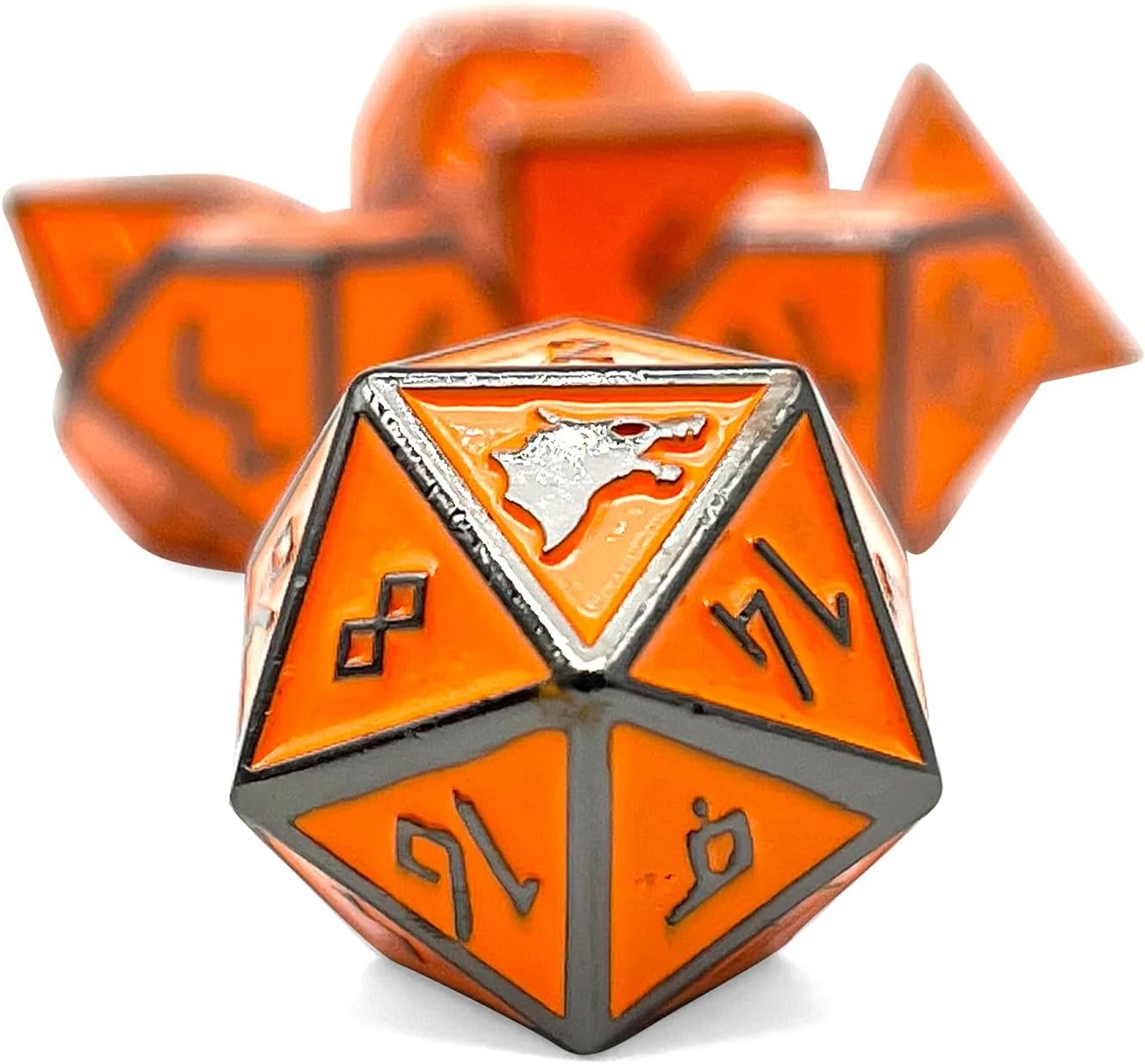 Norse Foundry Set of 7 Molten Lava Norse Series Full Metal Polyhedral Dice RPG Math Games DND Pathfinder