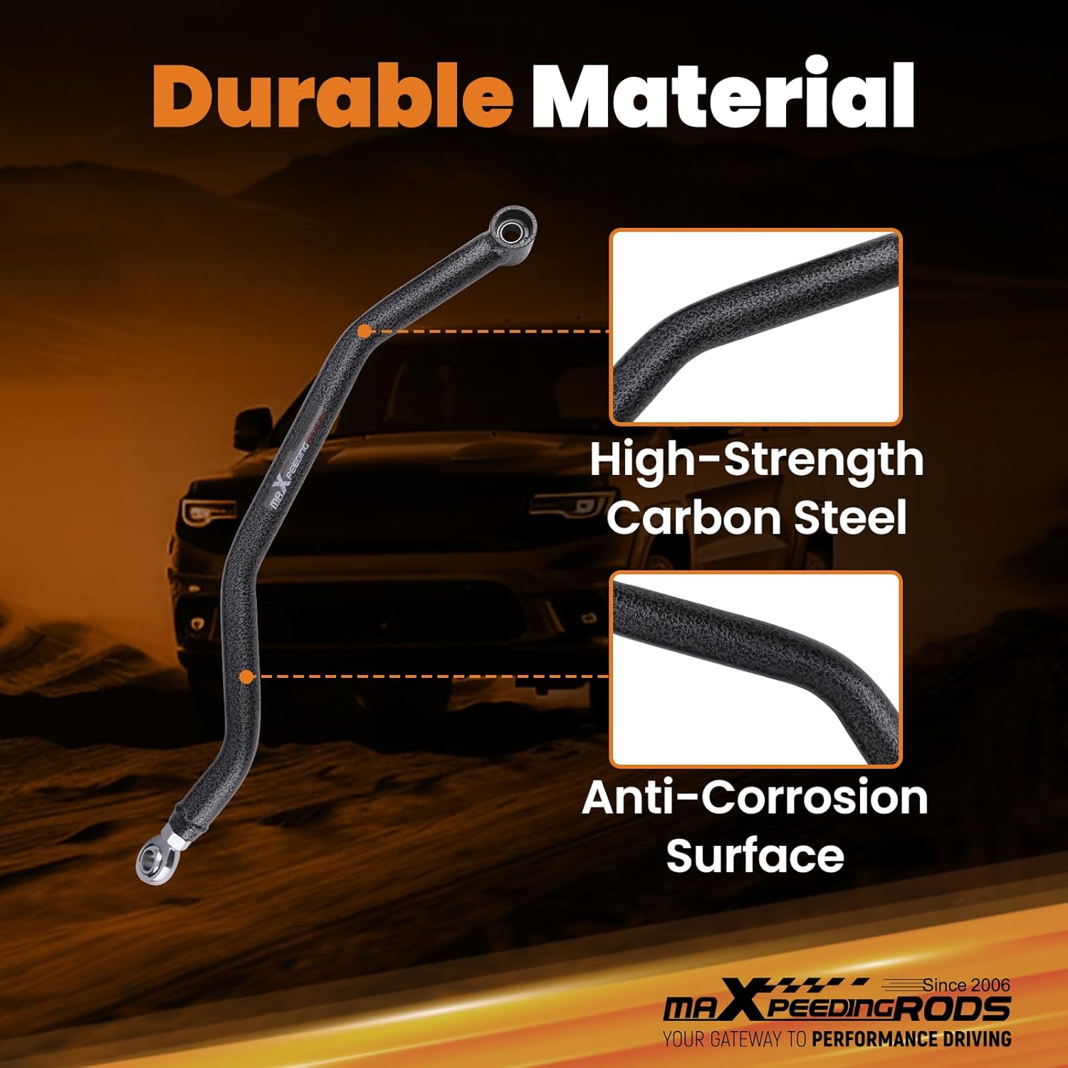 maXpeedingrods High Clearance Rear Radius Arms for 2014+ Polaris RZR XP 1000 / XP 4 1000, Heavy Duty Steel Rods