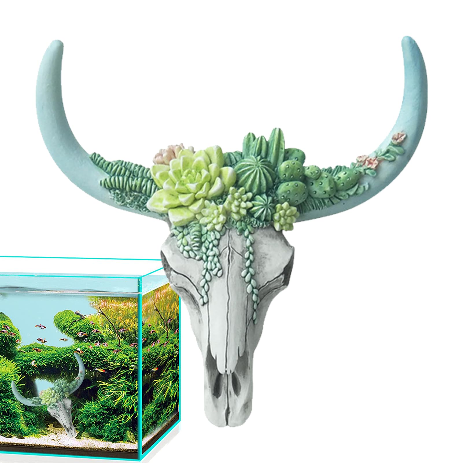 Baluue Scultura Da Parete Teschio Di Mucca Con Corna – Ornamento In Resina Bianca 21,5 Cm – Decorazione Western Per Casa, Ufficio E Halloween - 3