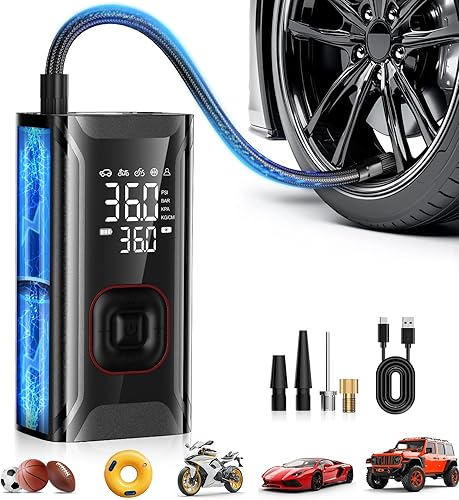 Miniatura 9 de Inflador de neumáticos, compresor de aire portátil, mini bomba de aire para neumáticos de automóvil, bomba de neumáticos de bicicleta eléctrica con