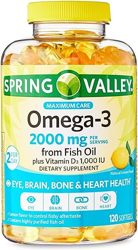 Convergence Maximum Care Omega-3 de aceite de pescado Ojos Cerebro Hueso y Salud del Corazón Suplemento dietético Softgels, 2000 mg, 120 unidades